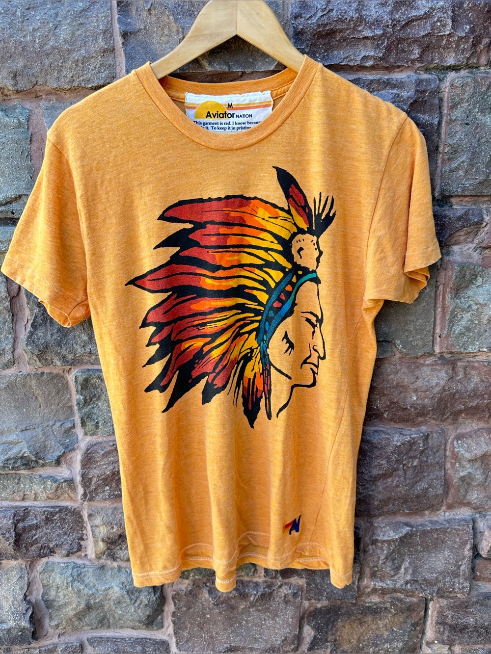 RARE AVIATOR NATION NATIVE TRIBAL HEADDRESS TEE SHIRT UNISEX M